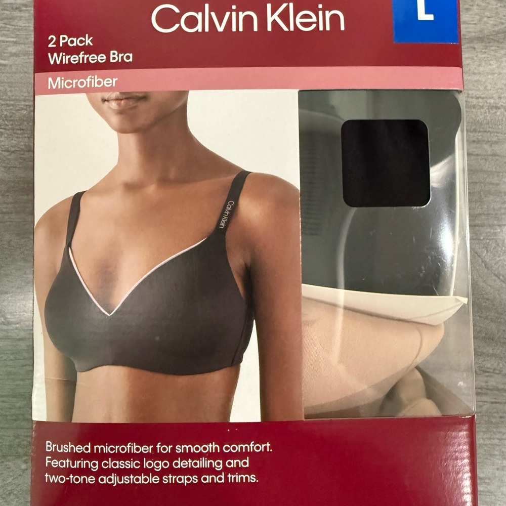 Calvin Klein Wirefree Bra 2 Pack - Black and Beige